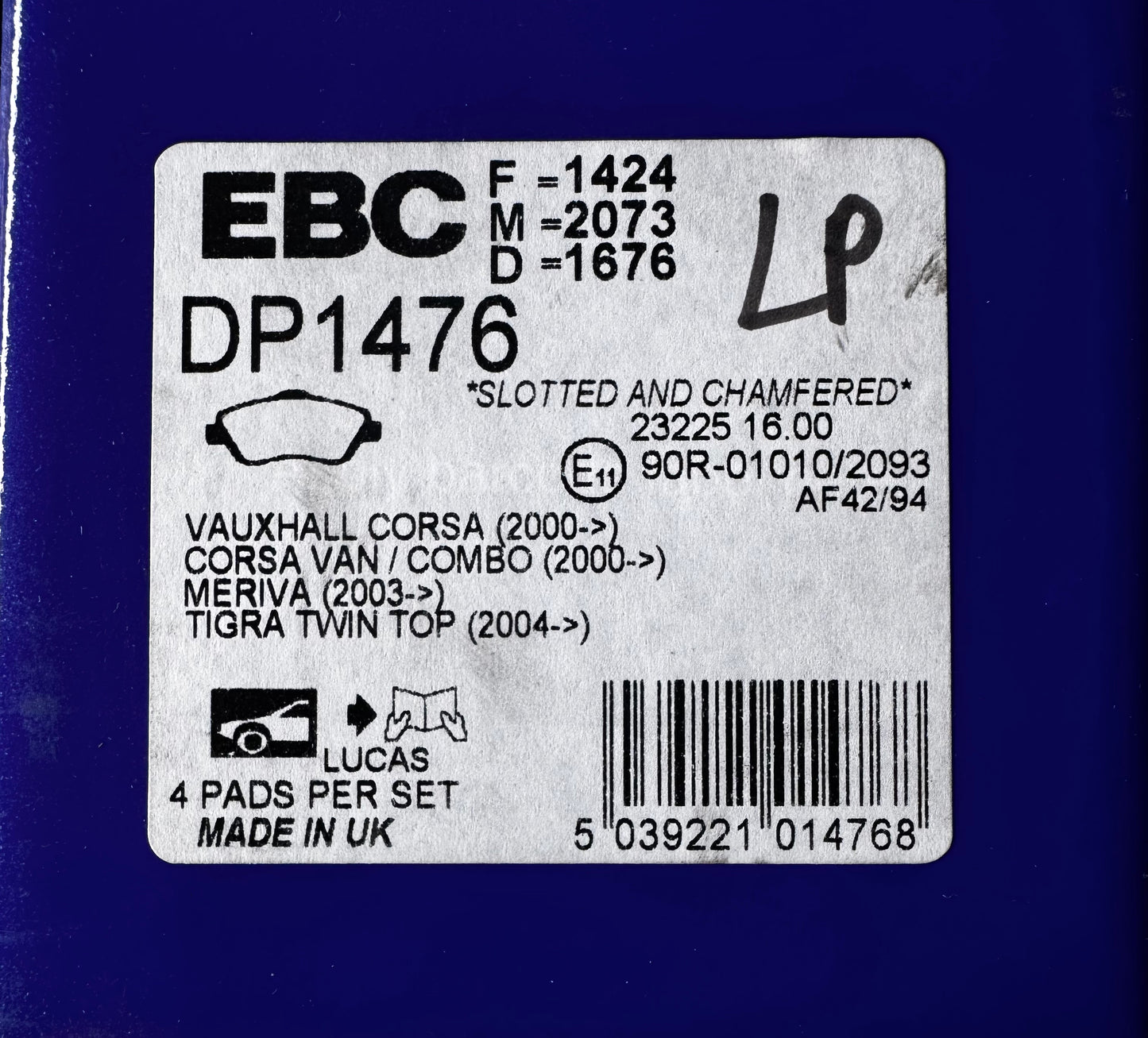 EBC Ultimax Brake Pad Set Front (Holden Barina TK) DP1476