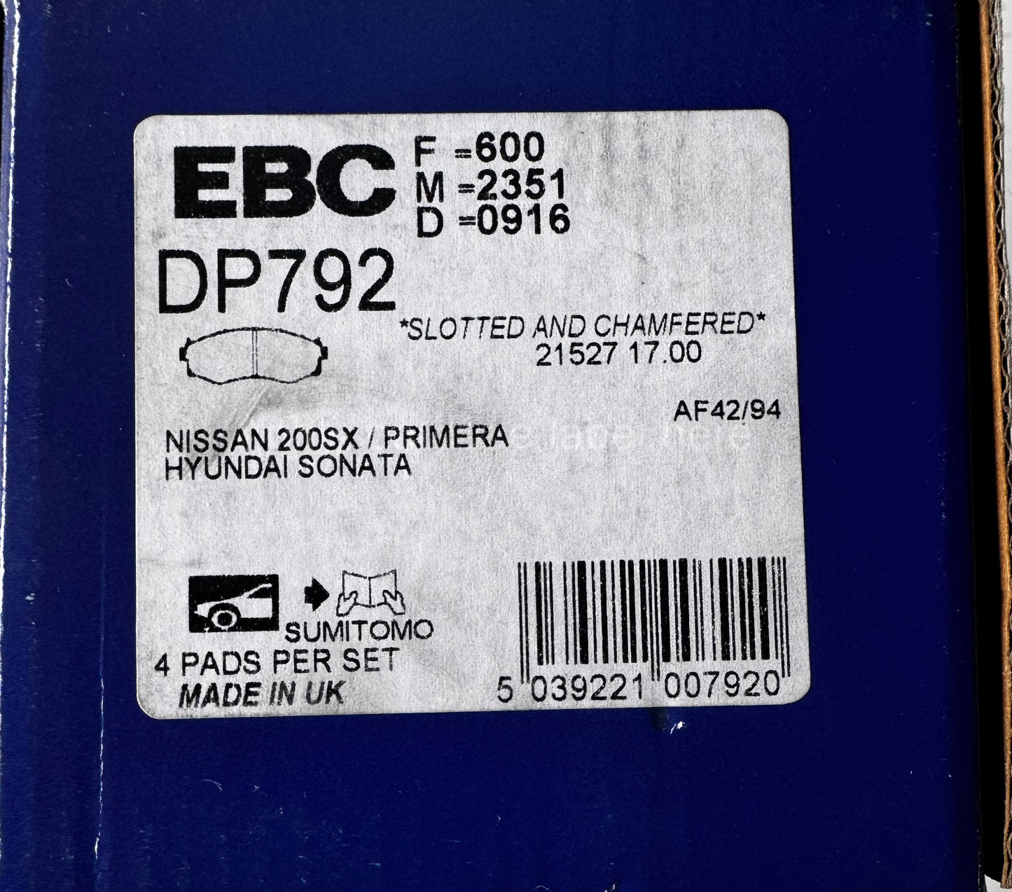 EBC Ultimax Brake Pad Set DP792