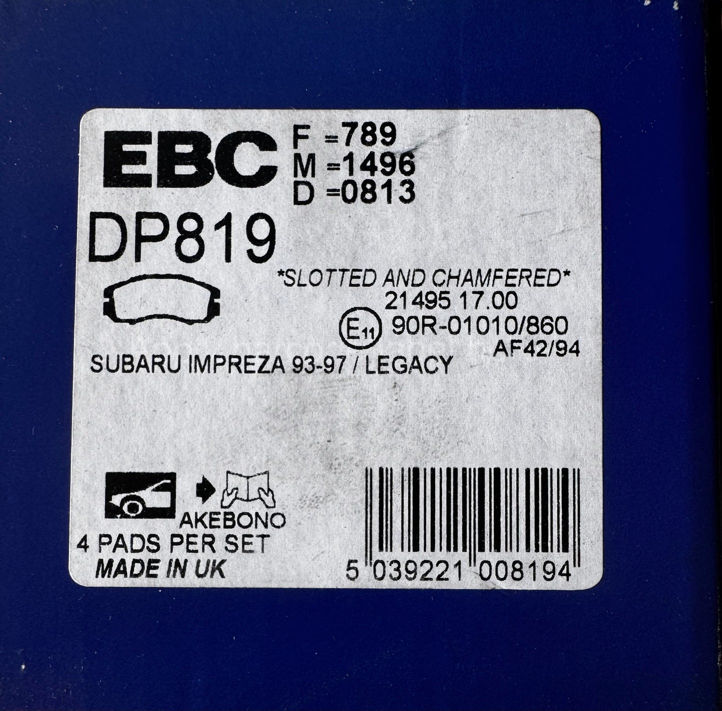 EBC Ultimax Brake Pad Set DP819
