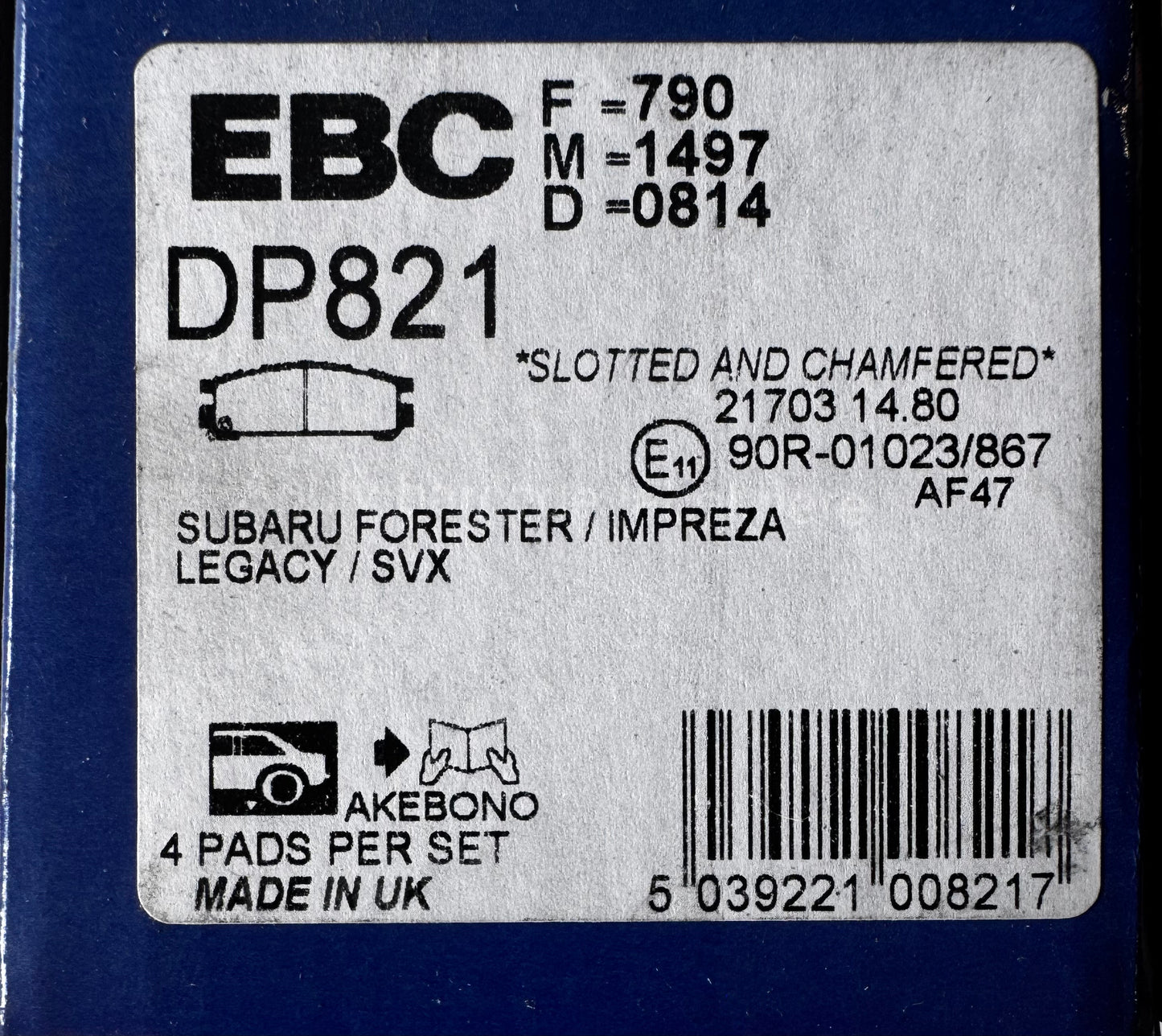 EBC Ultimax2 Brake Pad Set DP821