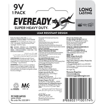 Eveready 9V Battery Super Heavy Duty — 1 Pack E000032900