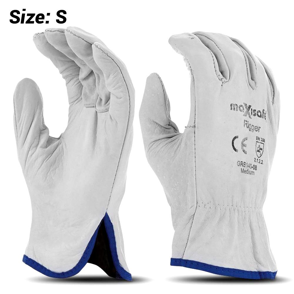 Maxisafe GRB140-08 (GRB140-S) Natural Full-Grain Rigger Gloves (SMALL)