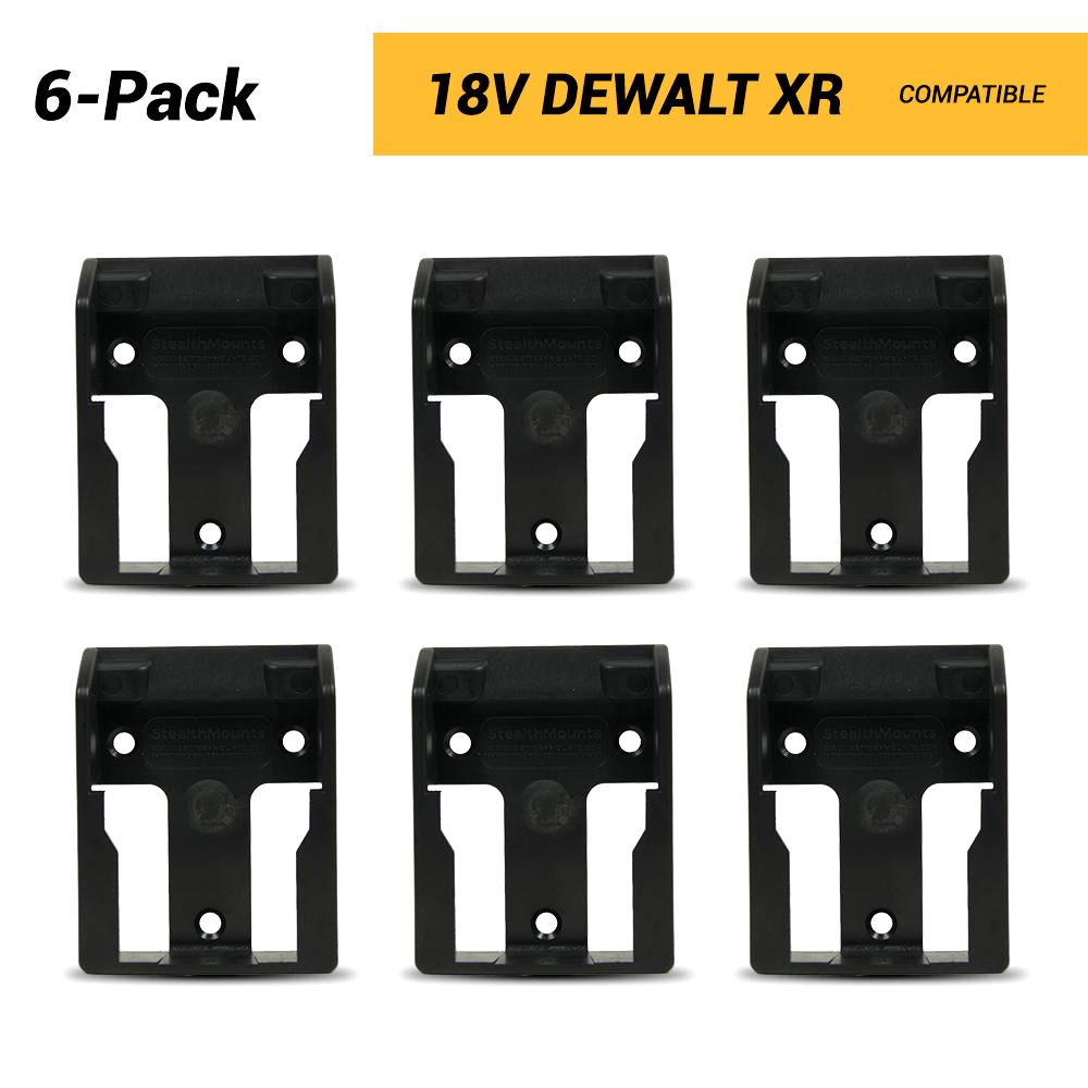 StealthMounts BM-DW20-BLK-6 18V Dewalt XR 6-Pack Black Battery Mounts