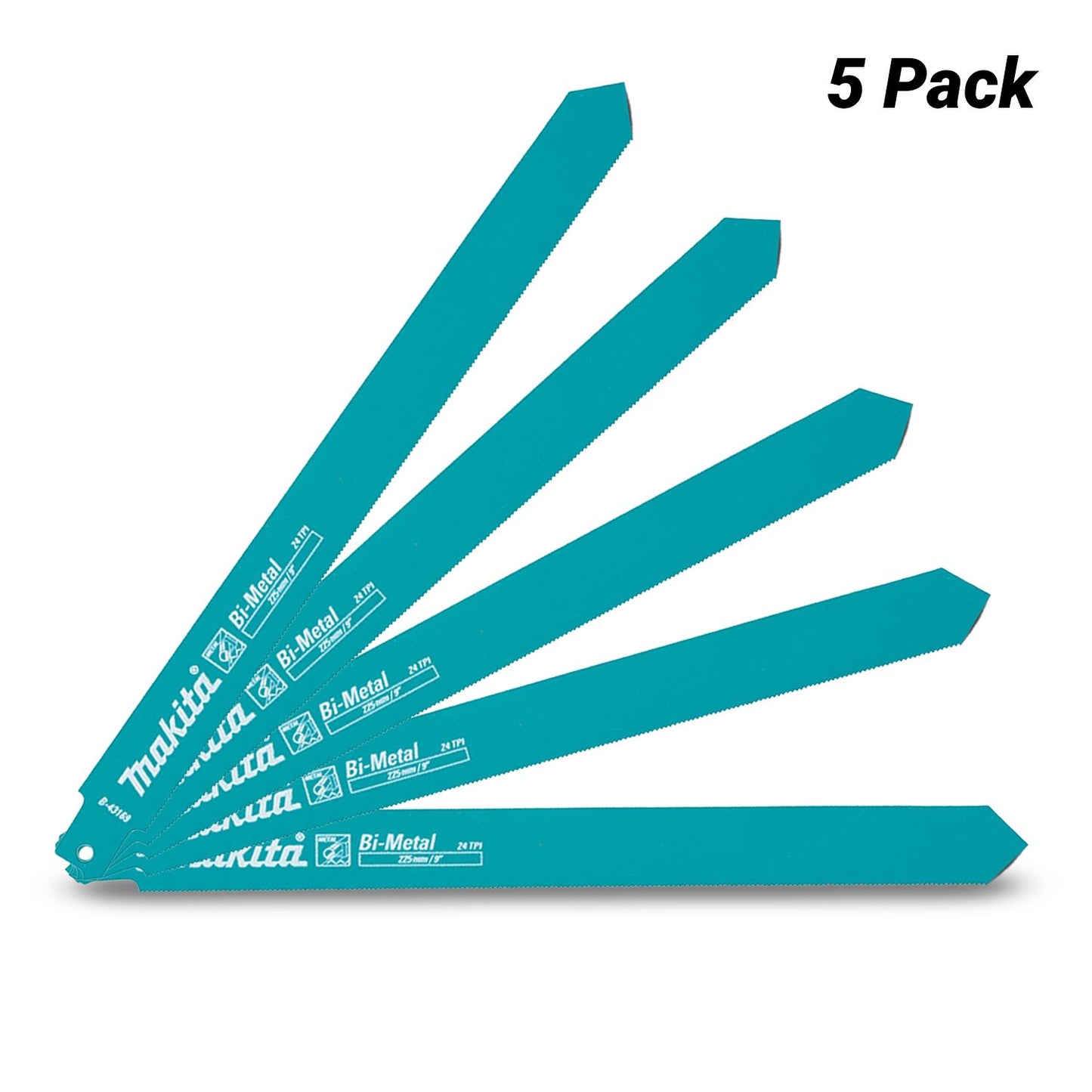 Makita B-43169 5-Pack 225mm x 0.9mm x 24TPI Recipro Bi-Metal Blade