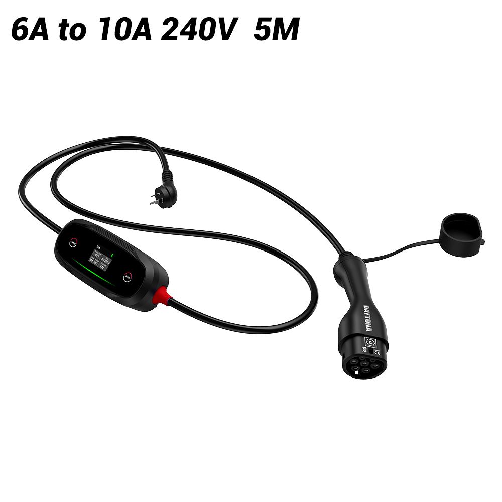 Daytona DEVC10 6A to 10A 240V IP65 5m type 2 portable ev charger