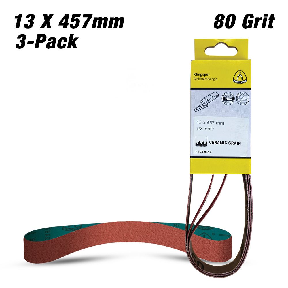 Klingspor 710200 3-Pack 13 X 457mm 80 Grit Ceramic Abrasive Belt