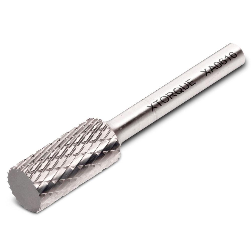 Xtorque XA0616 6mm x 16mm 1/4" Shank Tungsten Carbide Cylindrical Plain End Double Cut Burr