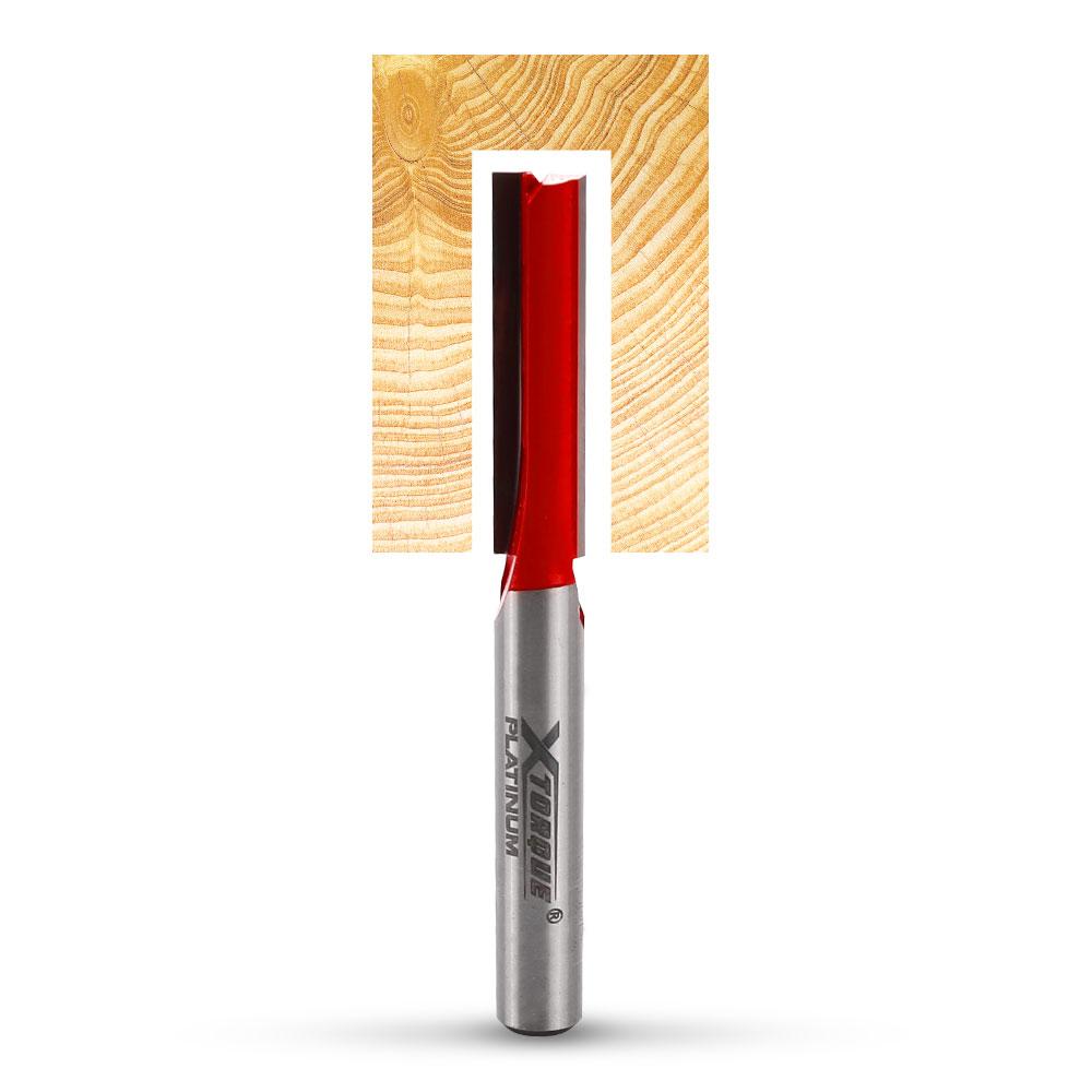 Xtorque XPL614 Platinum 6.4mm Straight XL Double Fluted 1/4" Shank Router Bit