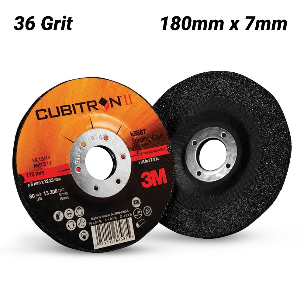 3M XC991187979 180mm x 7mm x 22mm Cubitron II 36 Grit Depressed Centre Grinding Wheel