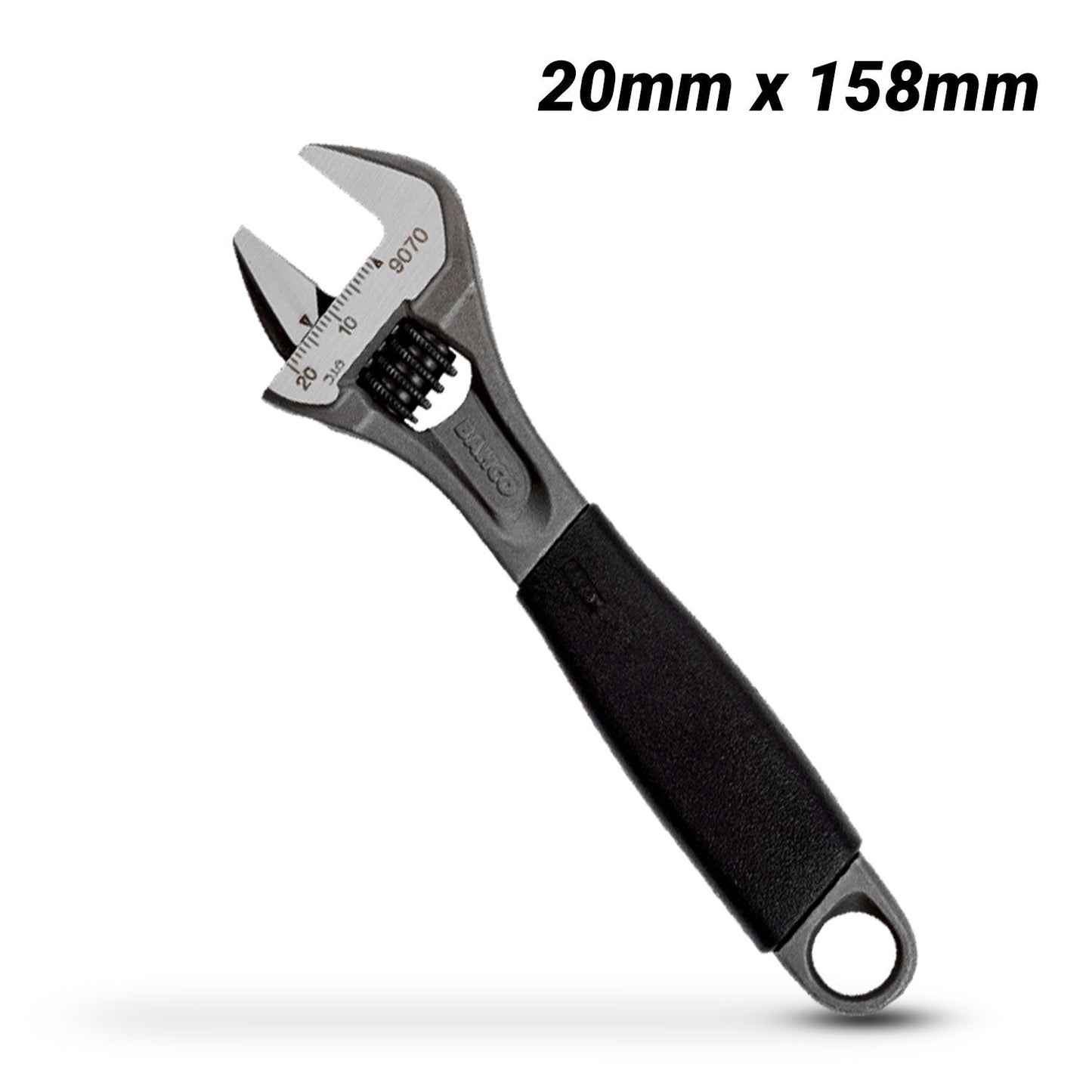 Bahco 9070 ERGO™ 20mm x 158mm Central Nut Adjustable Wrench with Rubber Handle and Phosphate Finish