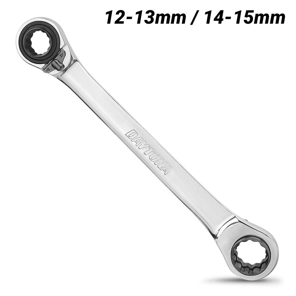 Daytona D4112 12-13mm / 14-15mm Metric 4-In-1 72-Tooth Reversible Ratcheting Spanner