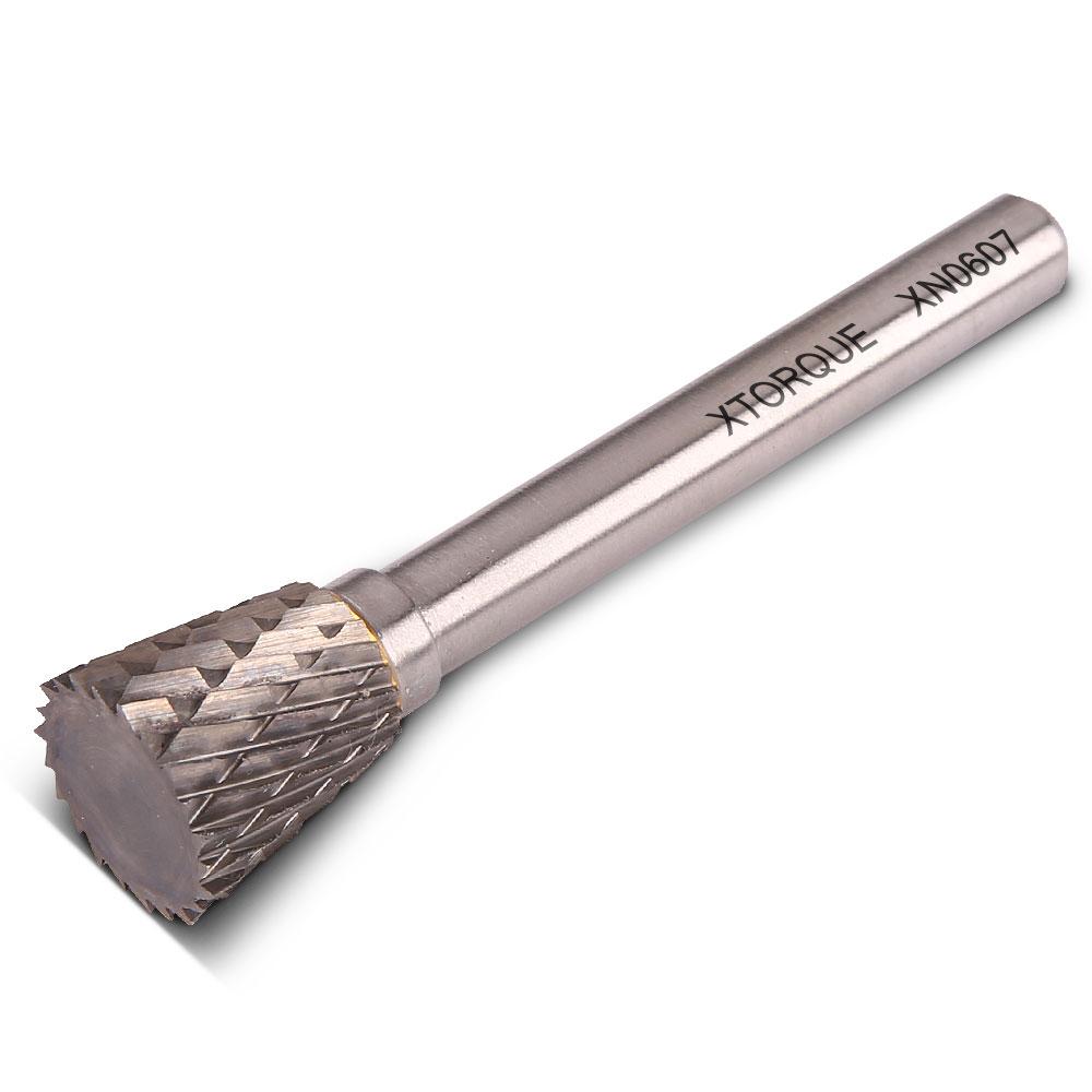 Xtorque XN0607 6mm x 7mm 1/4" Shank Tungsten Carbide Inverted Cone Double Cut Burr
