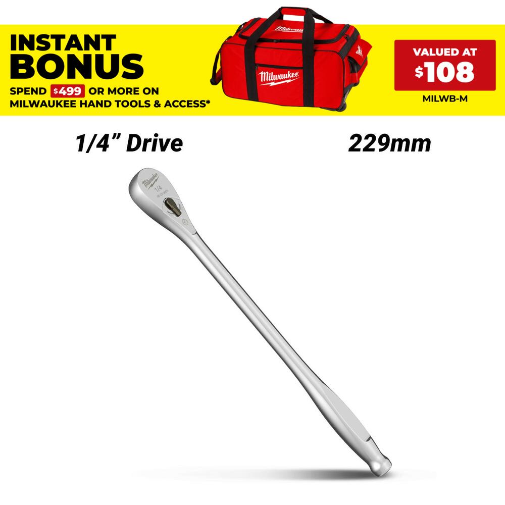Milwaukee 48229005 229mm 1/4" Drive Fixed Head Ratchet