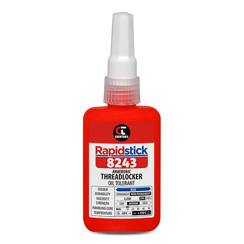 Chemtools 8243-50 50ml Rapidstick Threadlocker - Oil Tolerant - Blue