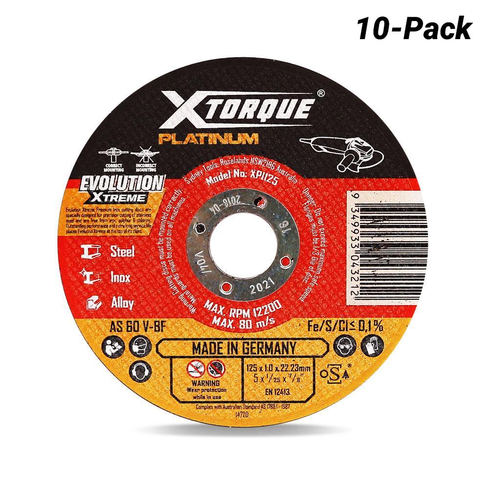 Xtorque XPI125-10 10-Pack Platinum 125mm (5") 1.0mm Platinum Inox Cutting Disc - MADE IN GERMANY