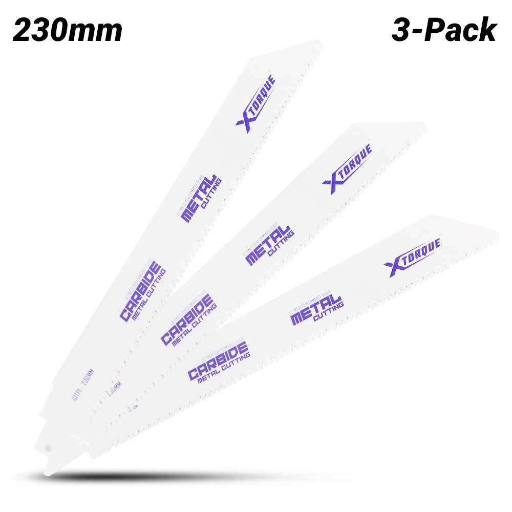Xtorque X230RBM 3-Pack 230mm (9") 10 TPI Carbide Tipped Medium Metal Reciprocating Saw Blade