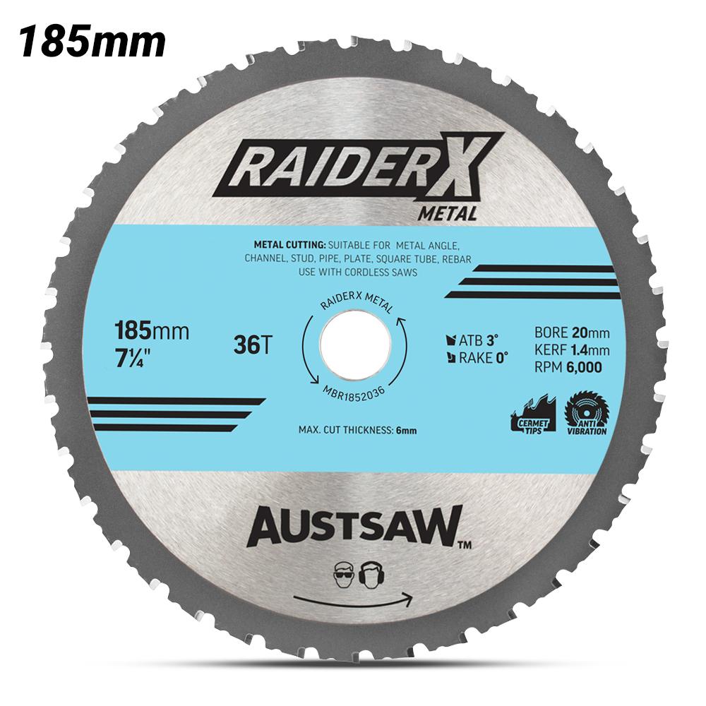 Austsaw MBR1852036 185mm (7-1/4") 20mm x 36T RaiderX Metal Blade