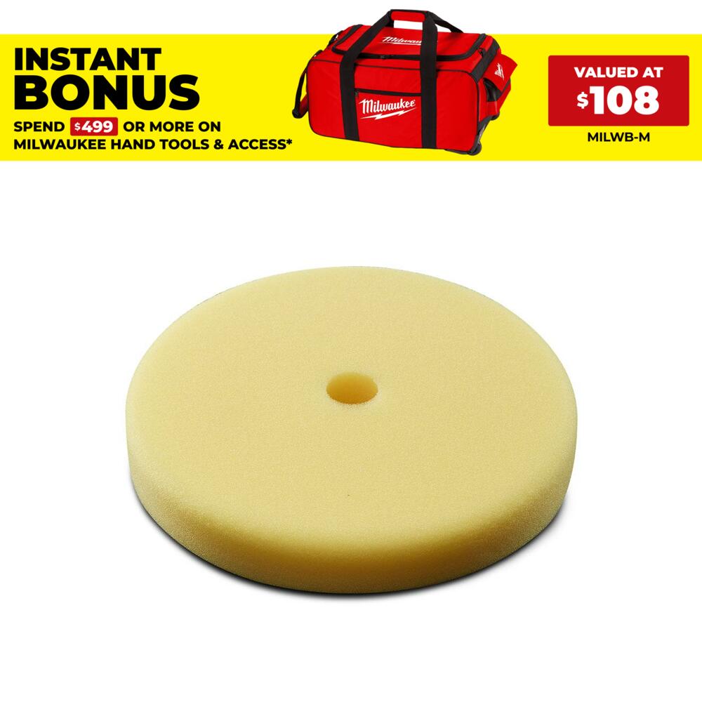 Milwaukee 903238001 (49362784) 180mm Yellow Foam Polishing Pad Suits M18FAP180