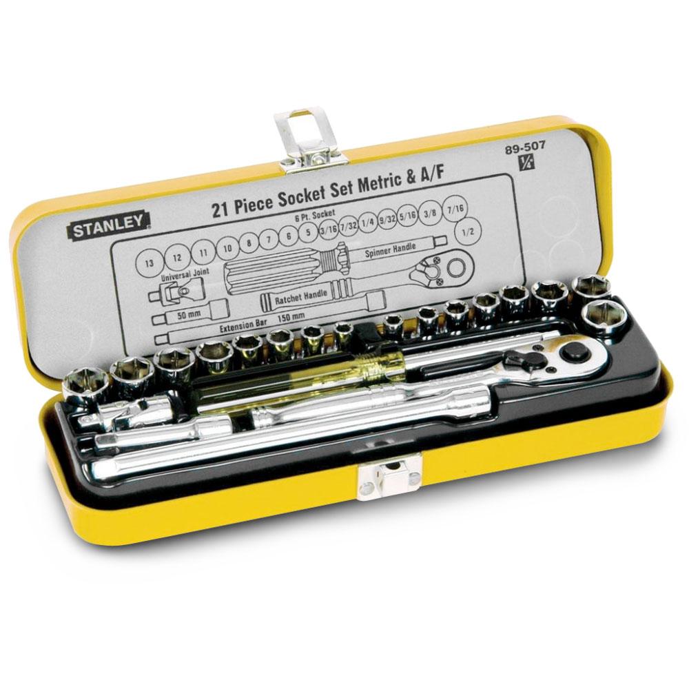 Stanley 89-507 21pce 1/4" Drive Met/AF Socket Set