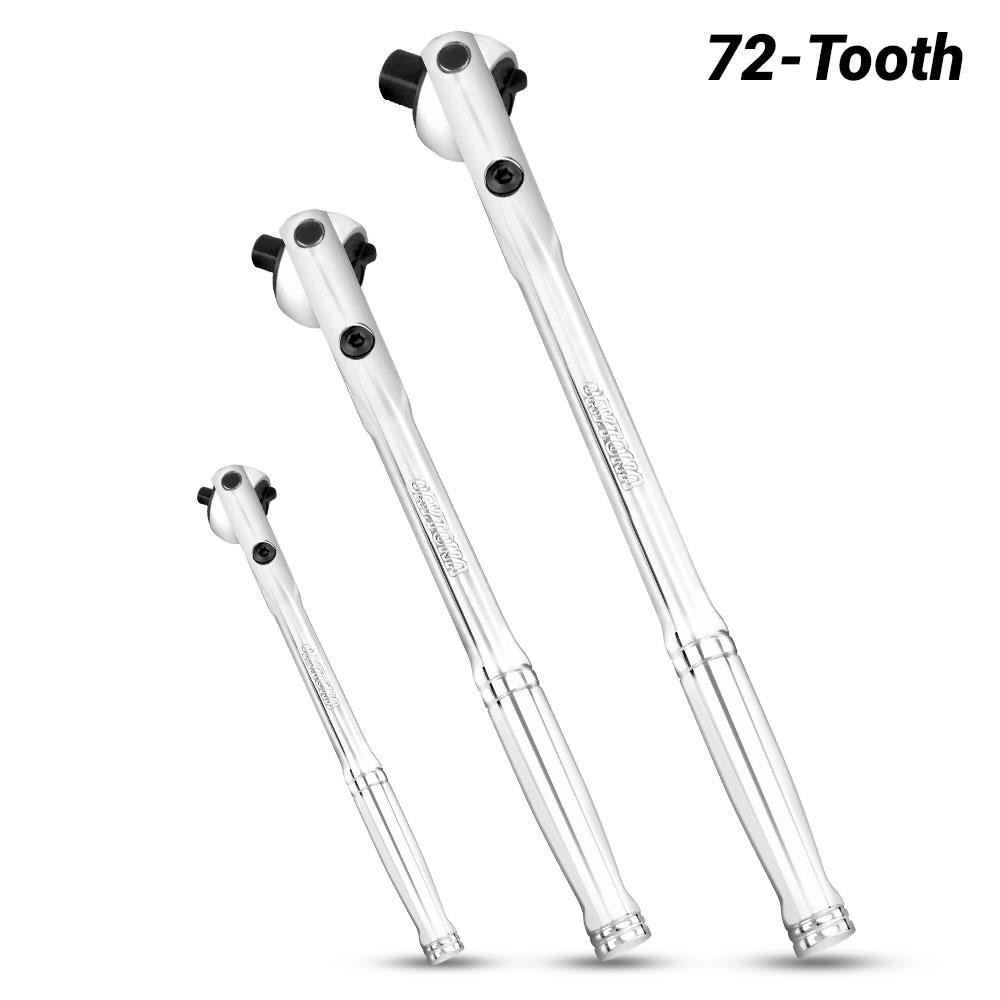 Daytona DSHRSET 3 pce 1/4", 3/8" & 1/2" Drive 72T Swivel Head Reversible Ratchet Handle Set
