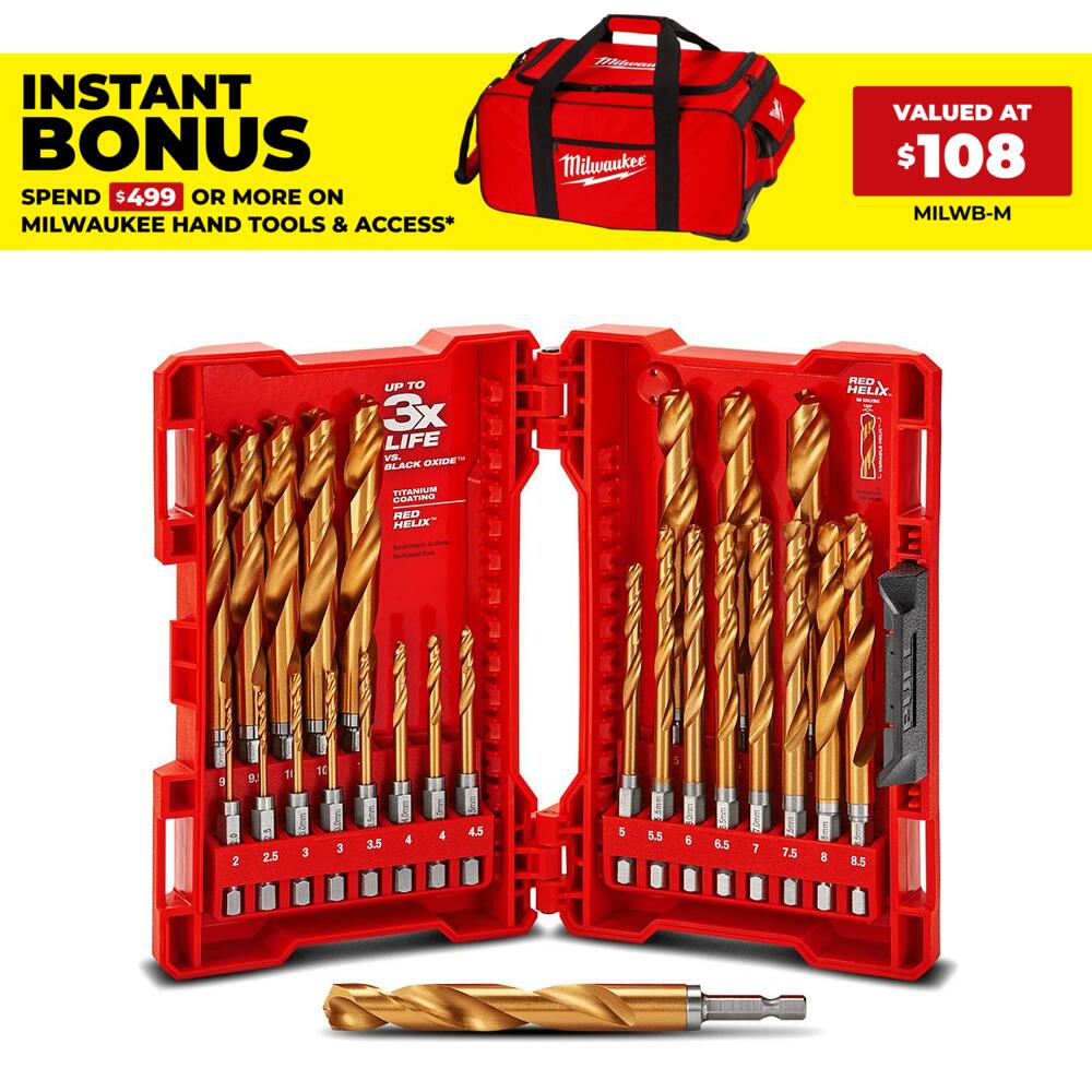 Milwaukee 48894861 25pce SHOCKWAVE RED HELIX Metric Titanium Drill Bit Set