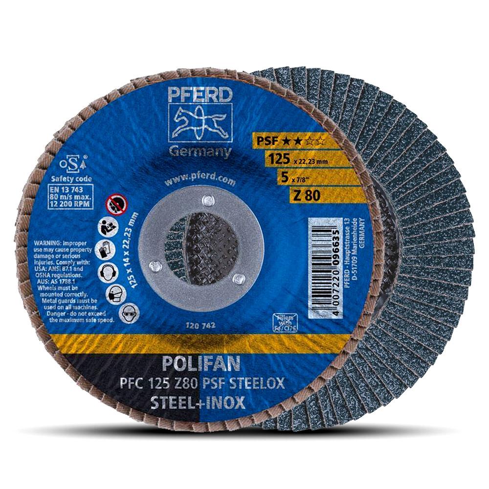 PFERD PFC 125 Z80 PSF STEELOX (67770128) 125mm (5") 80 Grit Polifan Steelox Flap Disc