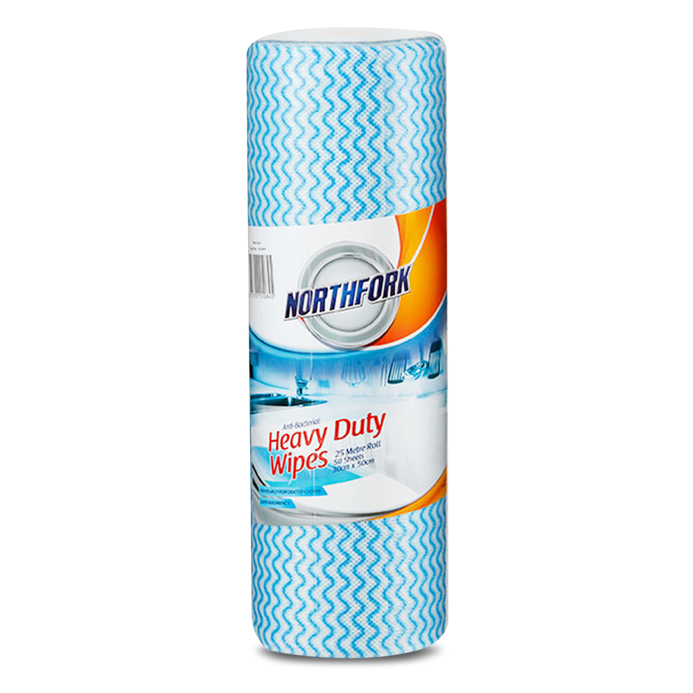 Northfork 631254641 50-Pack Blue Antibacterial Perforated Roll Wipes