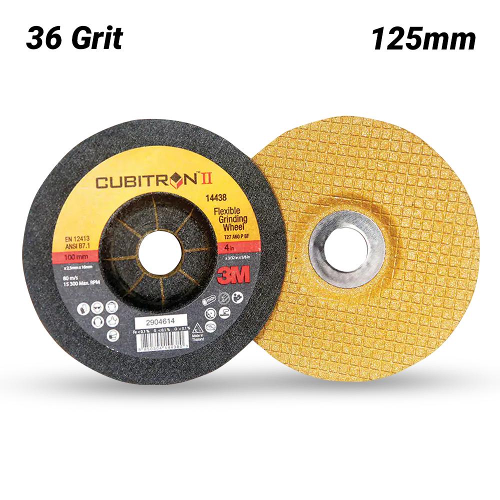 3M XC002071782 125mm x 3mm x 22 Cubitron II 36 Grit Flexible Grinding Disc