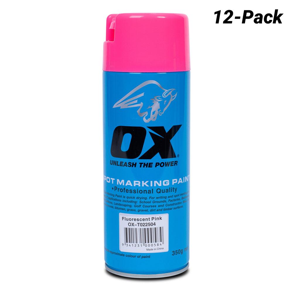 OX Tools OX-T02250412 12-Pack Trade Fluro Pink Spot Marking Paint