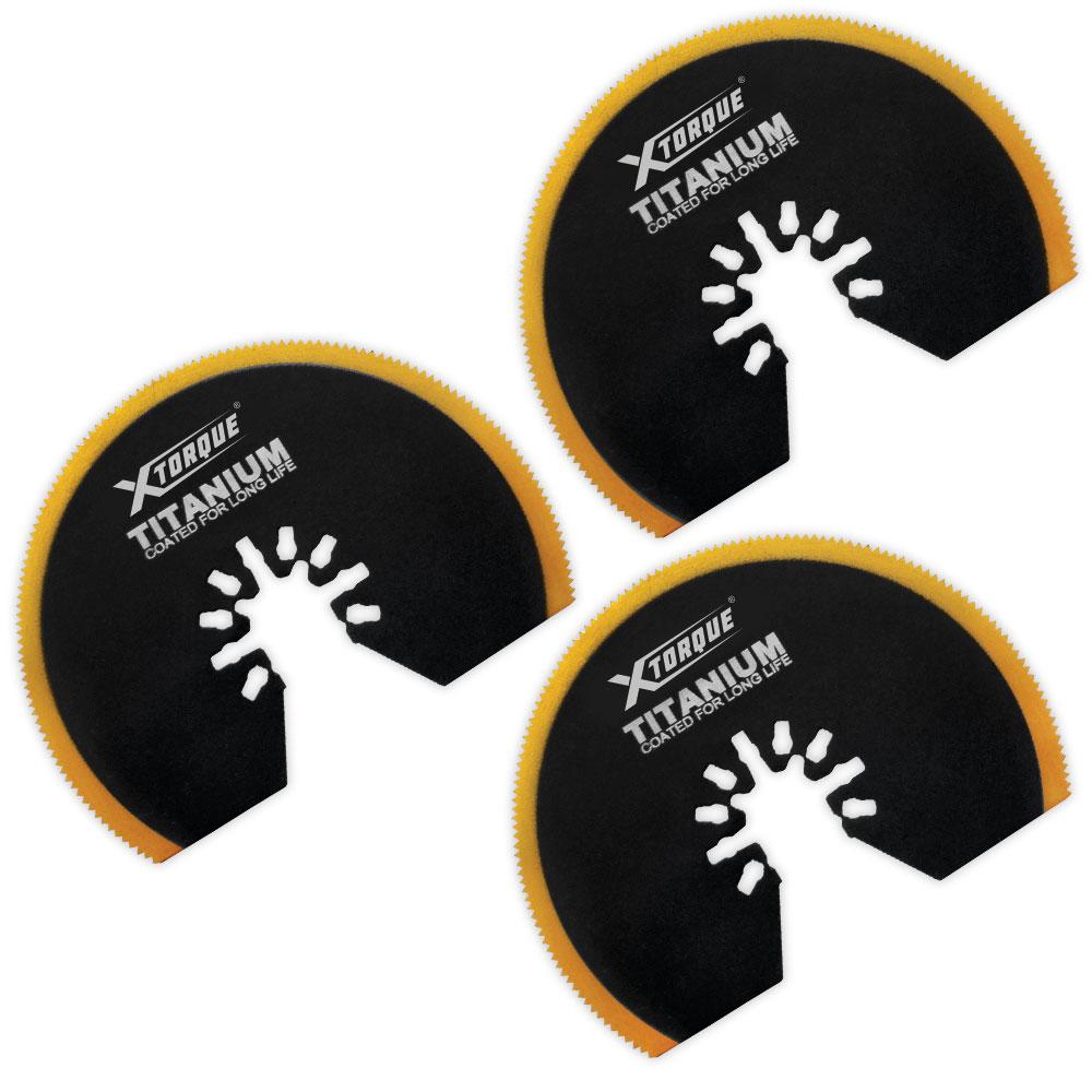Xtorque X80T 3-Pack 80mm HSS Titanium Coated Flat Segment Saw Multi Tool Cutting Blades