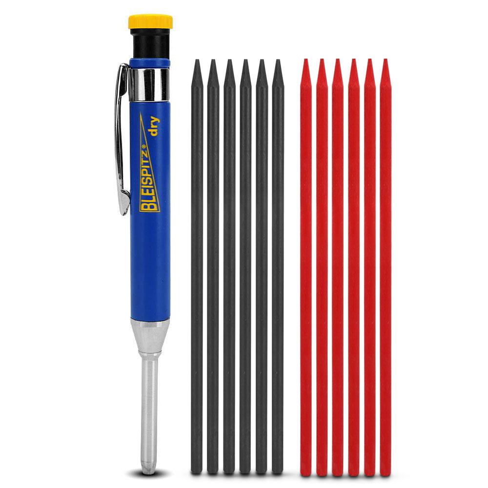 Bleispitz 13621393 Metal Dry Profi Deep Hole Marker with Graphite & Red Refills - MADE IN EUROPE