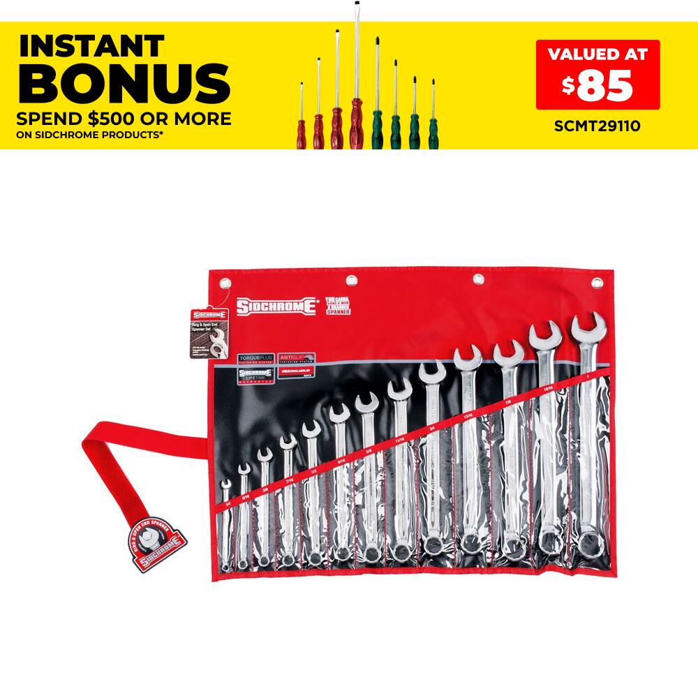 Sidchrome SCMT22410 13pce Imperial Ring & Open End Spanner Set
