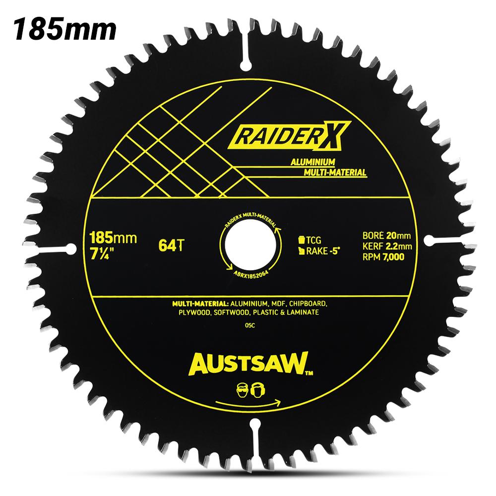 Austsaw ABRX1852064 185mm (7-1/4") x 20mm x 64T RaiderX Aluminium Multi-Material Blade