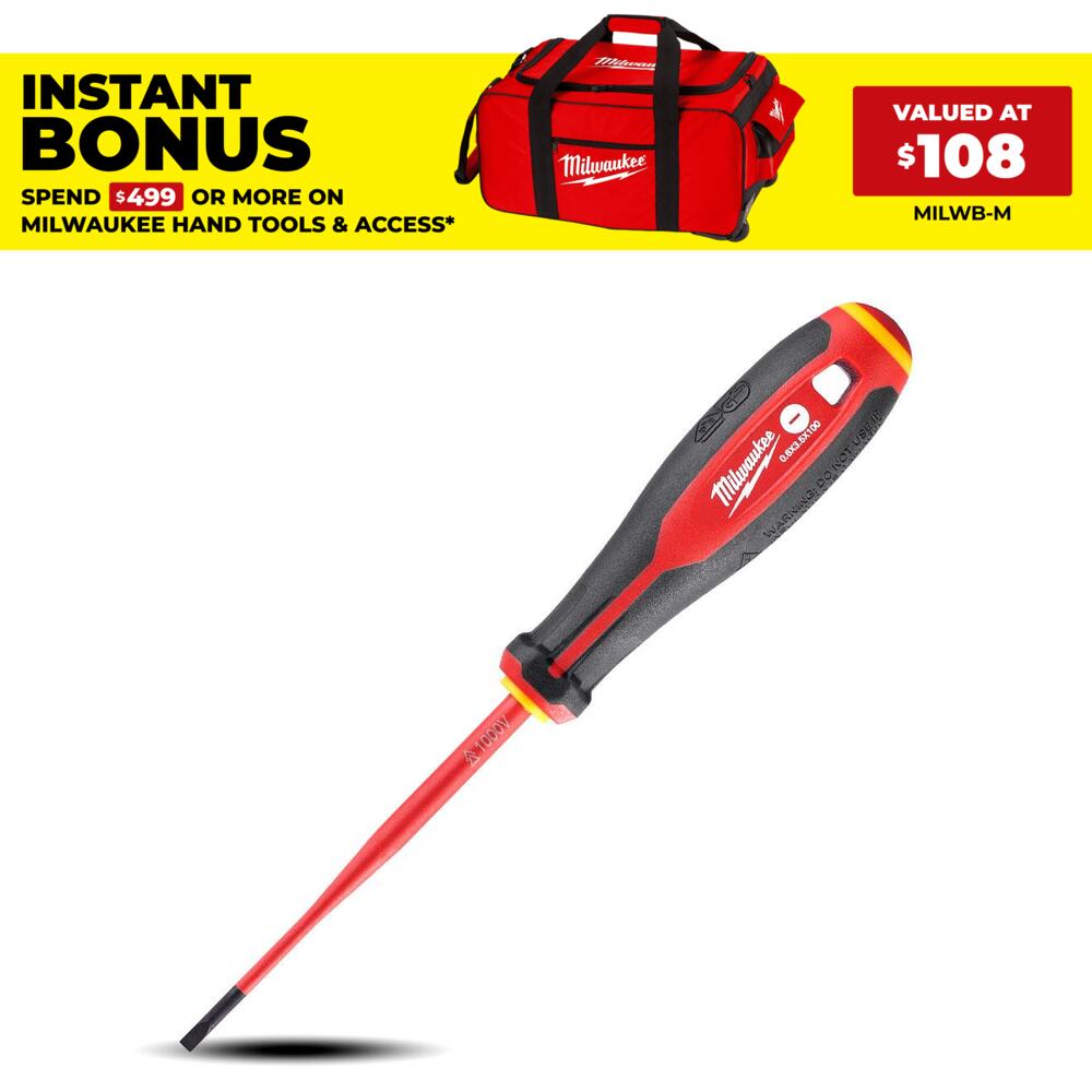 Milwaukee 4932478714 Slotted 0.6mm x 3.5mm x 100mm VDE Screwdriver