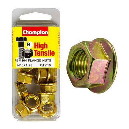 Champion Flanged Hex Nut M10 x 1.25mm Grade 8.8 — Pack of 10