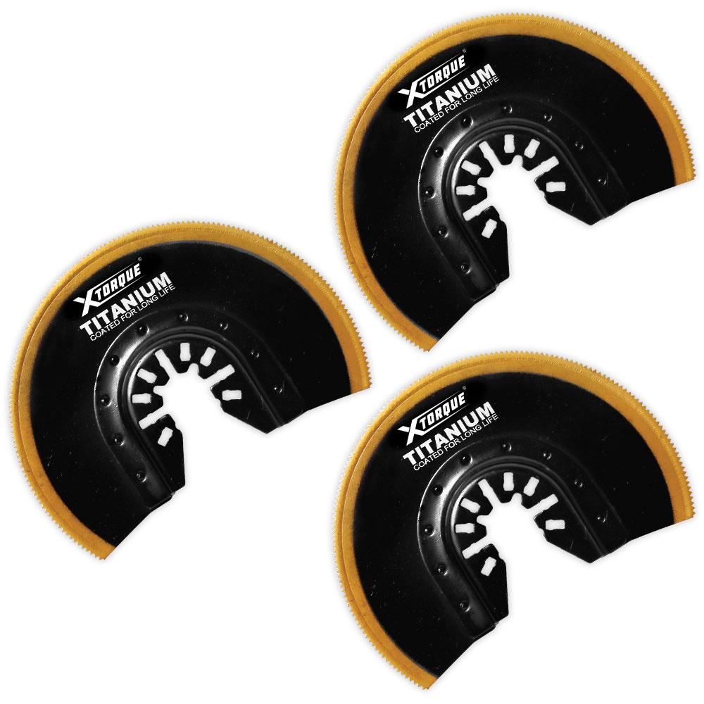 Xtorque X88T 3-Pack 88mm HSS Bi-Metal Titanium Coated Segment Saw Multi Tool Cutting Blades