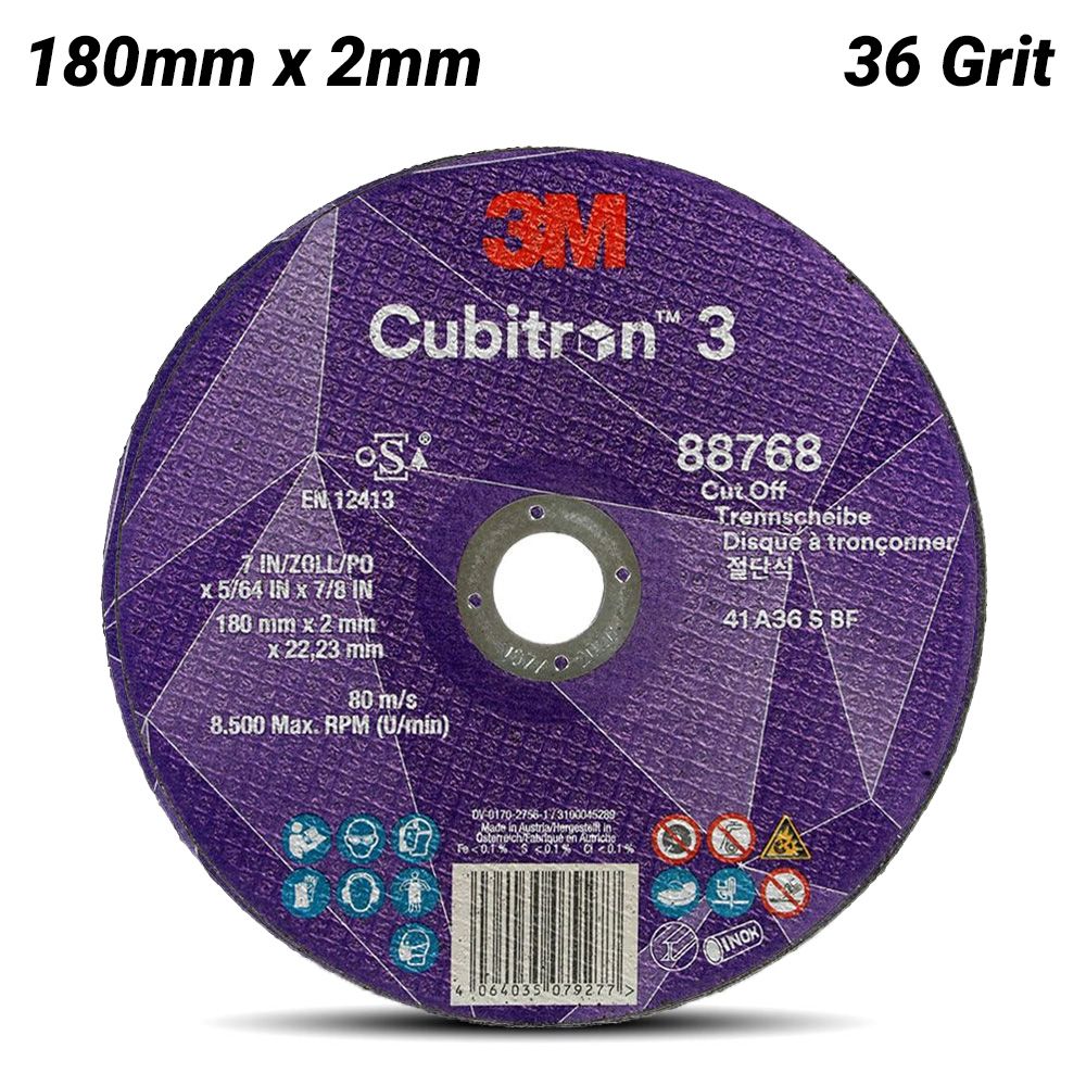 3M XC991968345 180 x 2 x 22.23 mm Cubitron™ 3  88768 36+ T41 EN Cut-Off Wheel