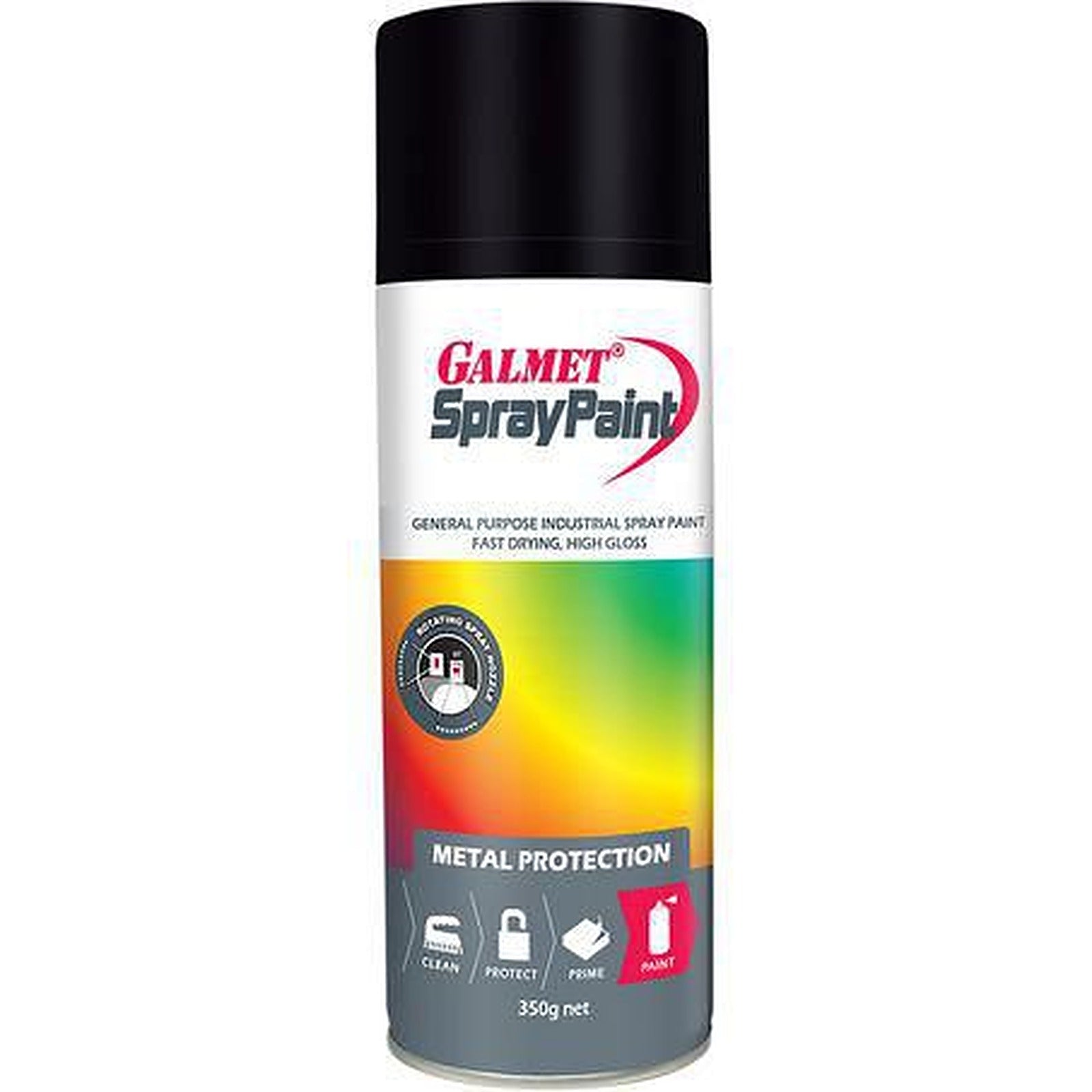 Galmet Spray Paint Black High Gloss 350g GSPBLA350