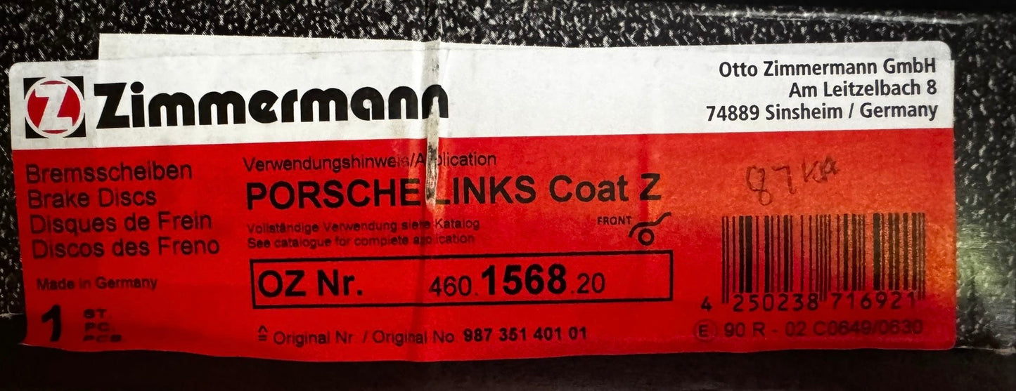 Zimmermann OE Coat Z Brake Rotor Front LEFT 298mm 460.1568.20