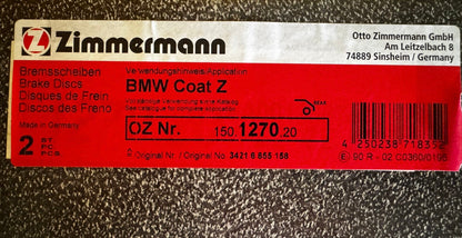 Zimmermann Coat Z Brake Rotor Rear PAIR 150.1270.20