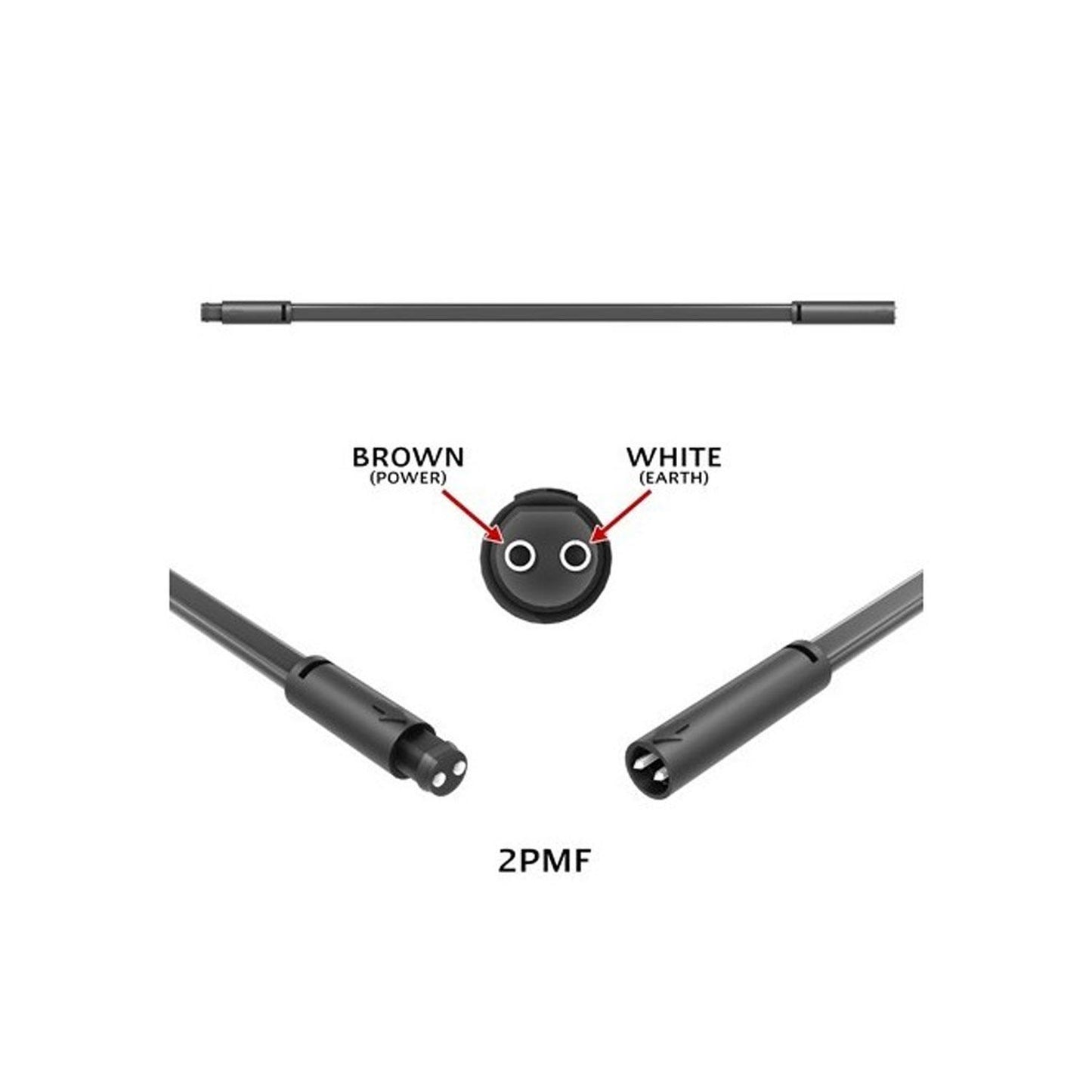 LED Autolamps 2 Core 2000mm Cable with Male and Female Plugs - 2PMF2B