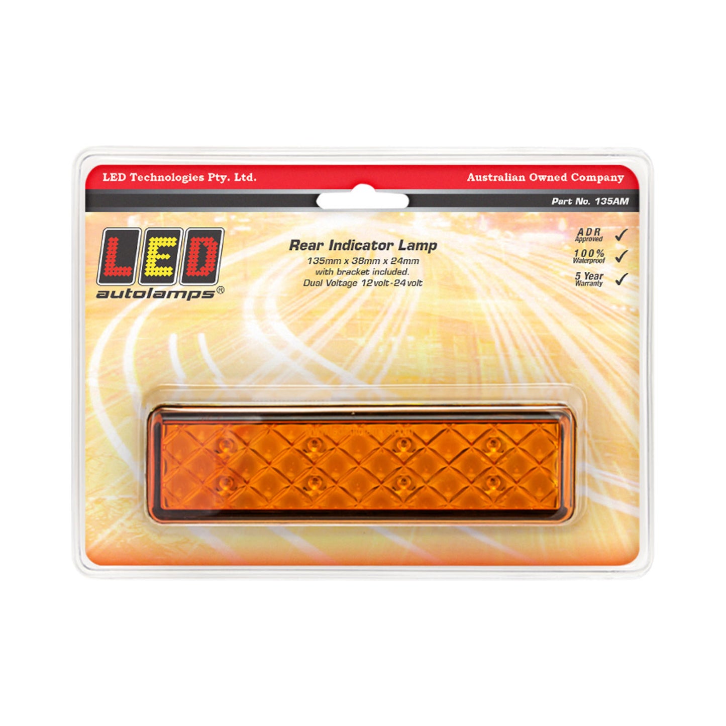 LED Autolamps LED Rear Indicator lamp, with 8 square LEDs. - 135AM