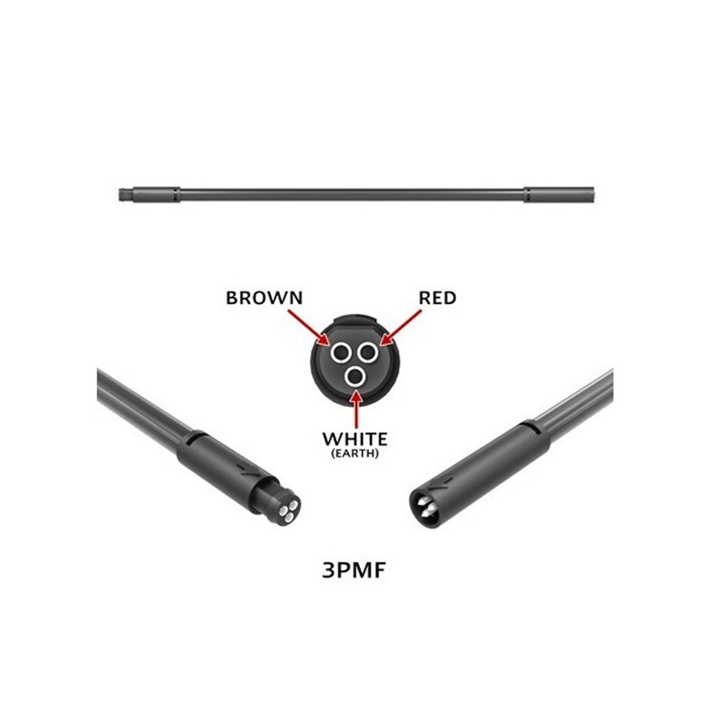 LED Autolamps 3 Core 3000mm Cable Extender, Bulk - 3PMF3B