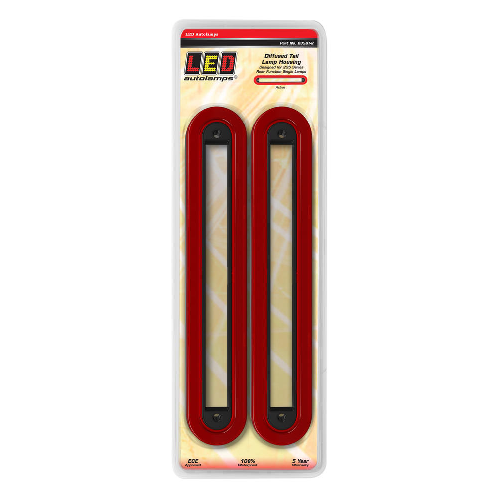 LED Autolamps 235 Series Diffused Tail Lamp Housing to suit 235 Series Single lamps,  Red Lens, Coloured LEDs, 12 Volt, 40cm Cable, ECE Approved, Twin Bl;ister - 235BT-2