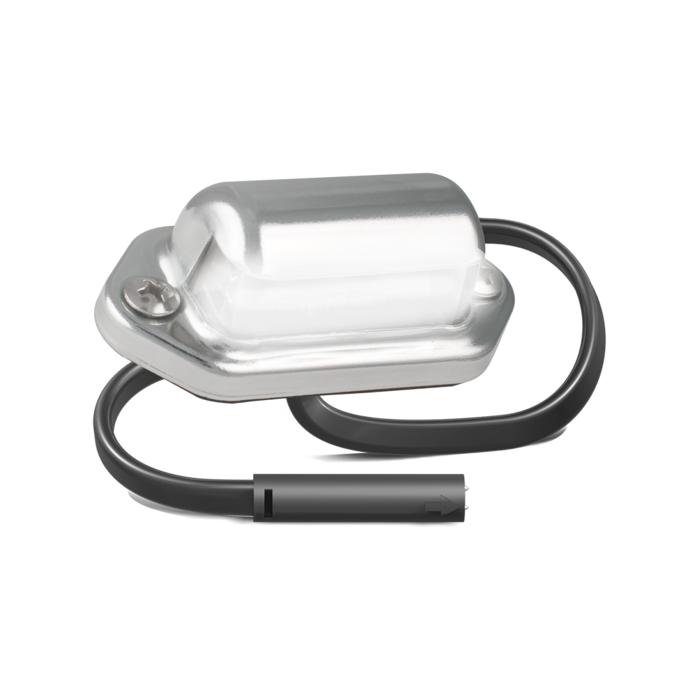 LED Autolamps LED Autolamps Licence plate lamp with right angle Steel metal bezel, 12/24V, 20cm cable wiht Plug,Two Required for ADR, Single Bulk - 6434CWMCSB