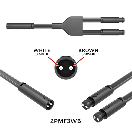 LED Autolamps 3 way splitter for 2 core marker light system - 2PMF3WB