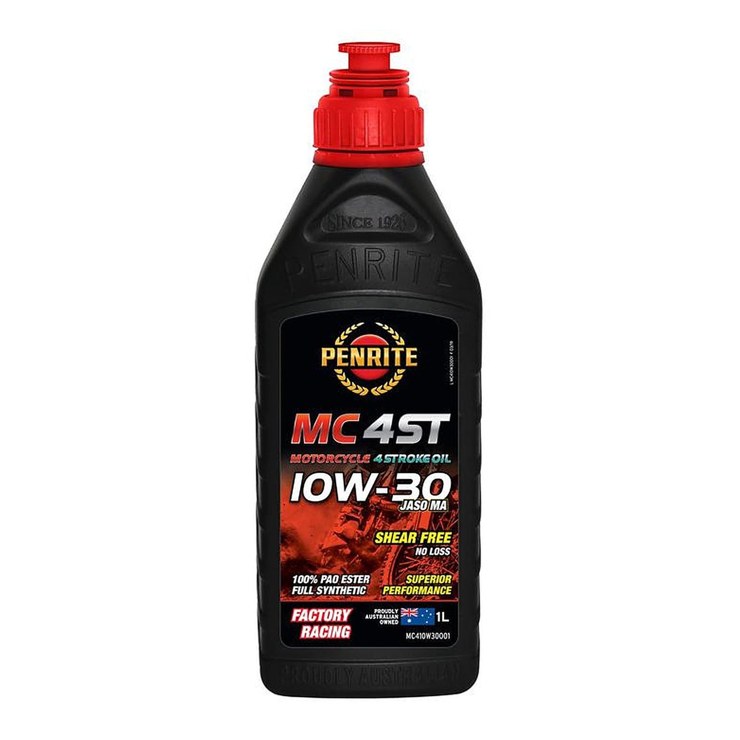 Penrite MC-4ST 10W-30 PAO & Ester Motorcycle Engine Oil — 1L MC410W30001