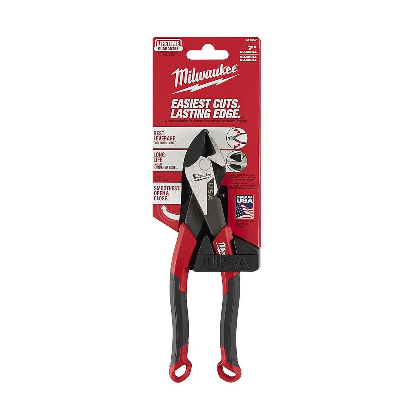 Milwaukee USA Made Comfort Grip 178mm (7in) Diagonal Pliers MT557
