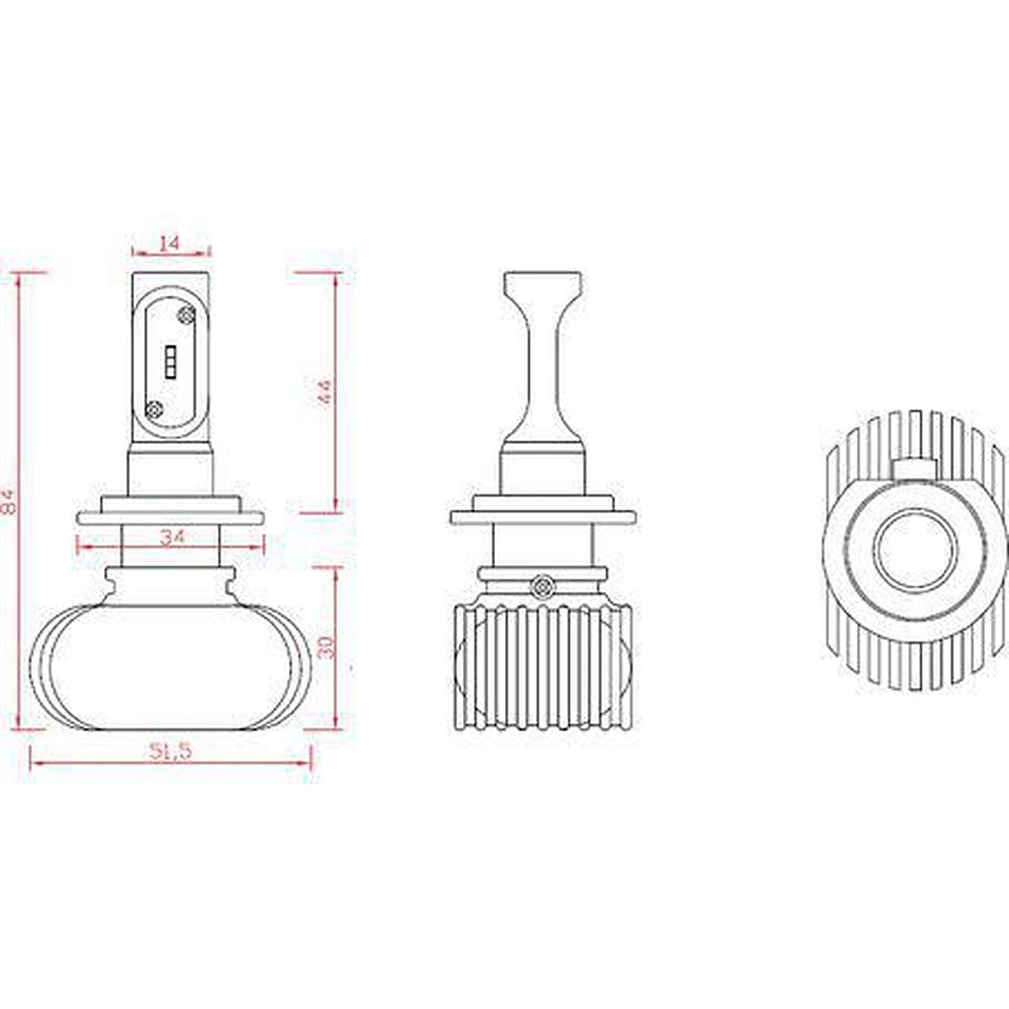 MaxiTrac H7 LED Headlight Bulb Pair 12/24V 5600Lm 6000K MTLG-H7