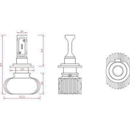 MaxiTrac H7 LED Headlight Bulb Pair 12/24V 5600Lm 6000K MTLG-H7